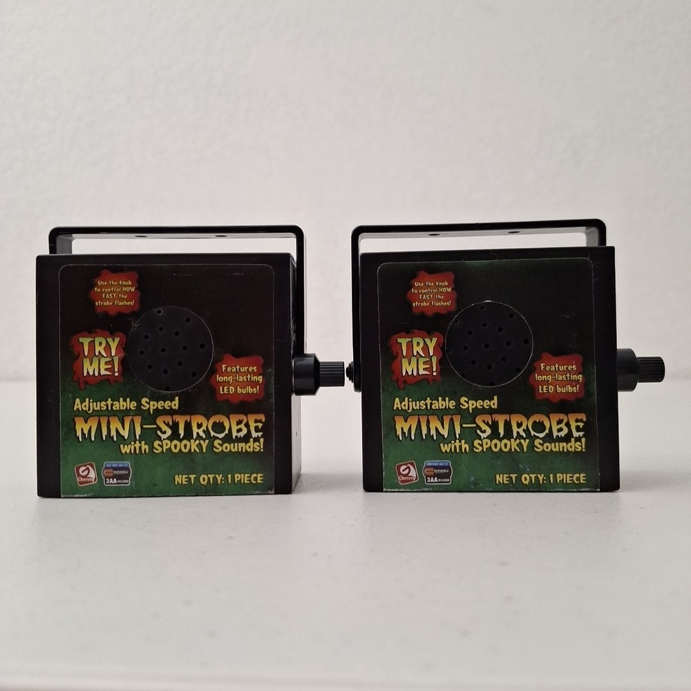 2 GEMMY Halloween Mini-Strobe Light w/ Spooky Sounds Sensor Adjustable Vtg WORKS - Picture 3 of 12